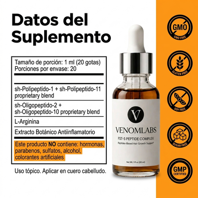 Peptidos FST-5 | Complejo de crecimiento de cabello de Venom